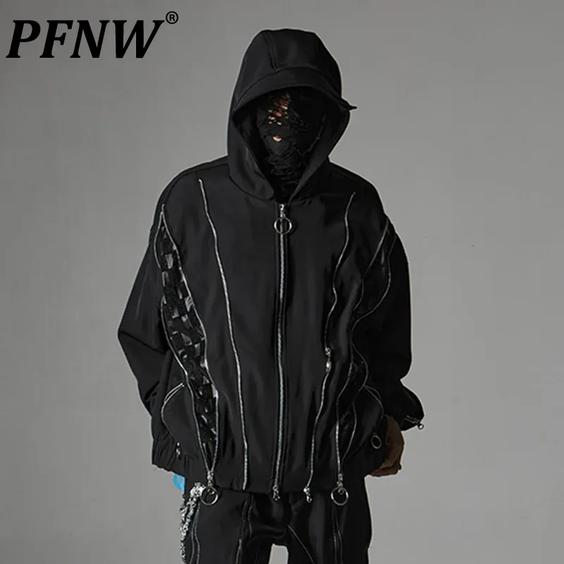 

PFNW Loose Men's Hoodies Dark Style Male Multi Zippers Deconstruction Niche Design Men Jacket Summer New Trendy Clothing 12C198