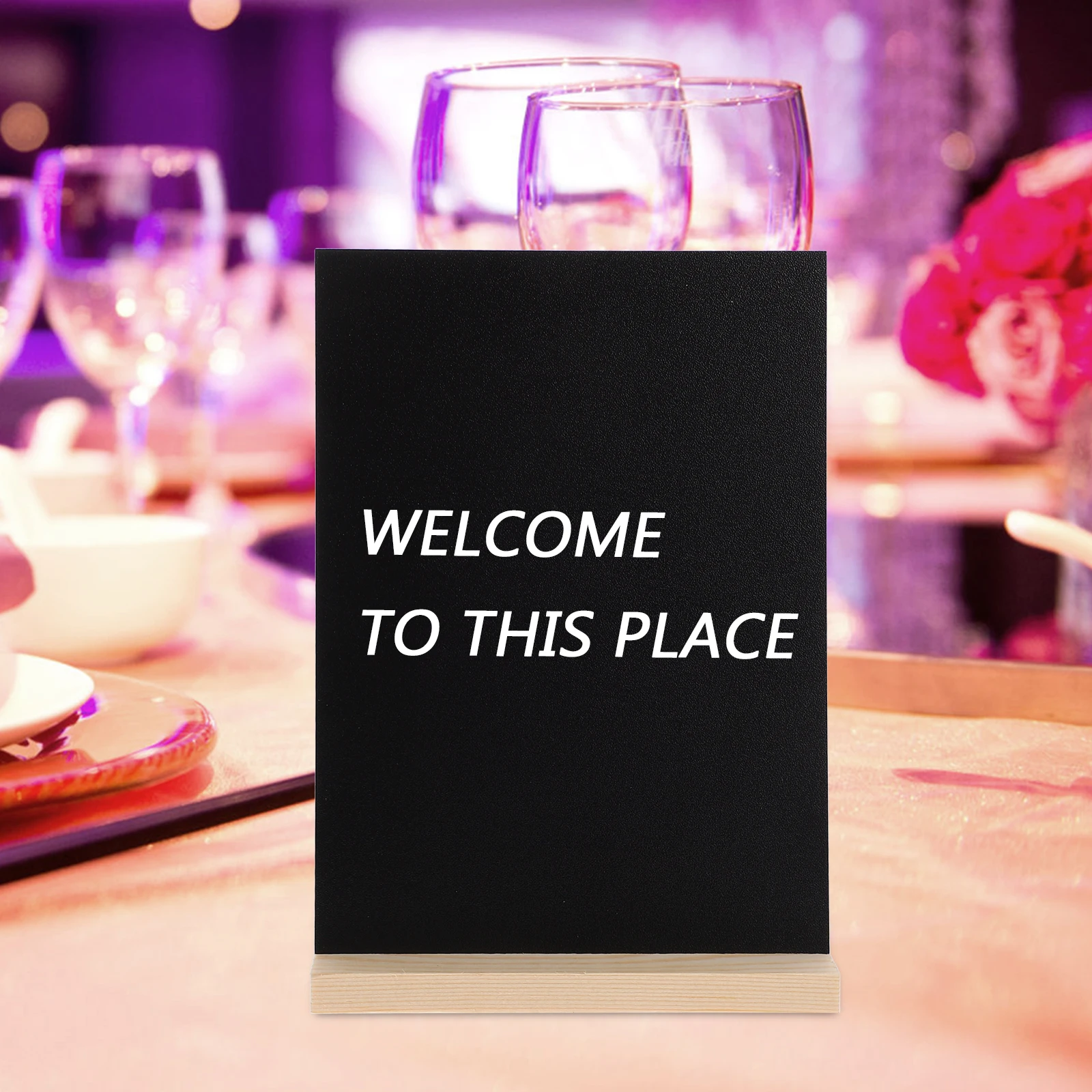 2 set Wooden Chalkboard Signs Set Rustic Menu Board For Restaurant Bar Hotel Desktop Display Tabletop Chalkboard Stand
