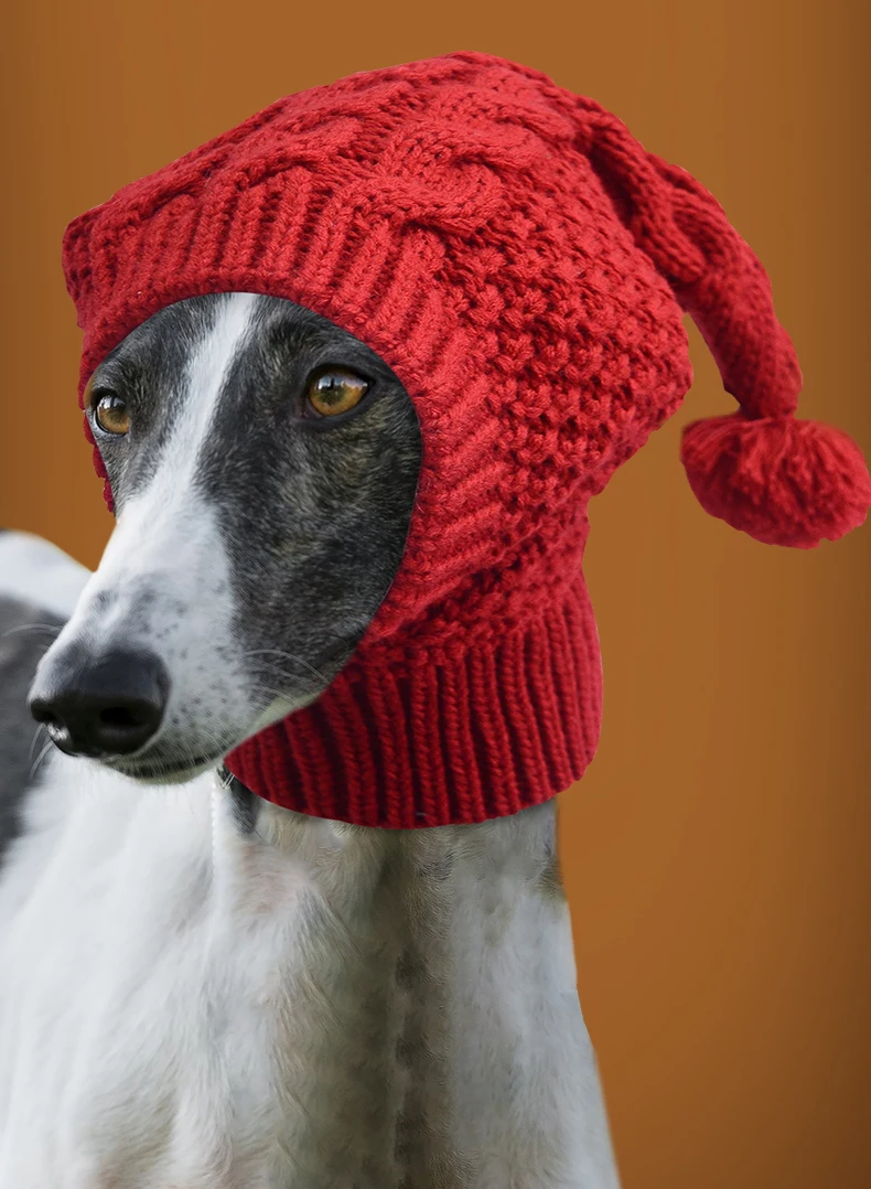 Weiche, dehnbare, gestrickte Hundemütze mit Bommel, winddichte, warme Winter-Hundekopfbedeckung, gemütliche Haustiermütze für Spaziergänge im Freien. – Detail 2