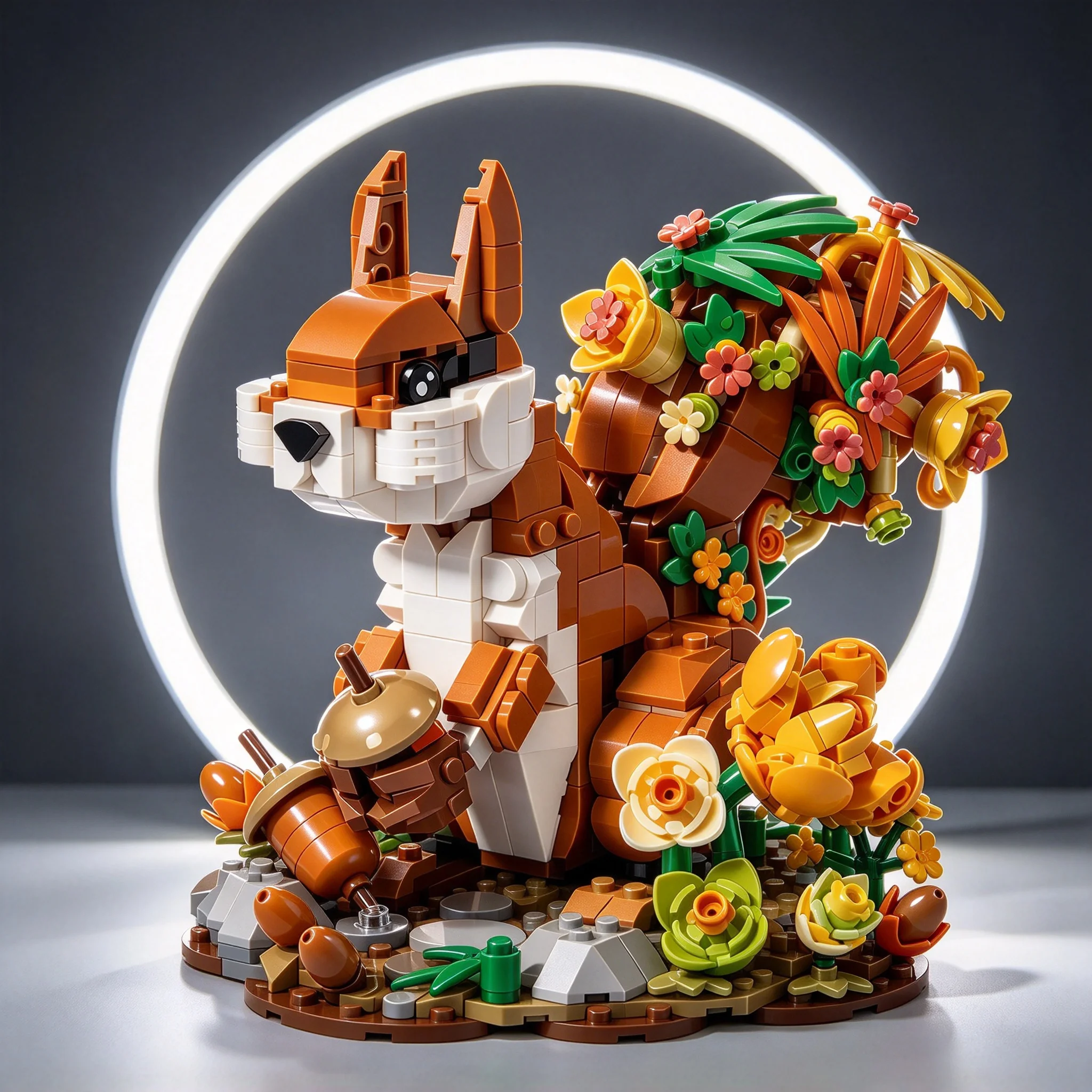 737PCS MOC SquiRose Creative Flower Tail Squirrel Building Blocks Cute Chipmunk Toys DIY Bouquet Animal Bricks Model Adult Gift