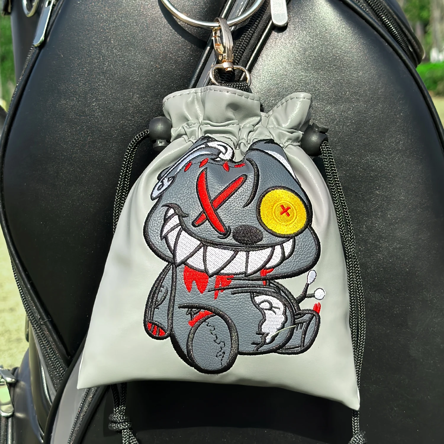 Monocled Bear Style Golf Bag with Drawstring Closure, Portable Durable Faux Golf Ball & Tee Pouch with Drawstring- Perfect Gift image 5