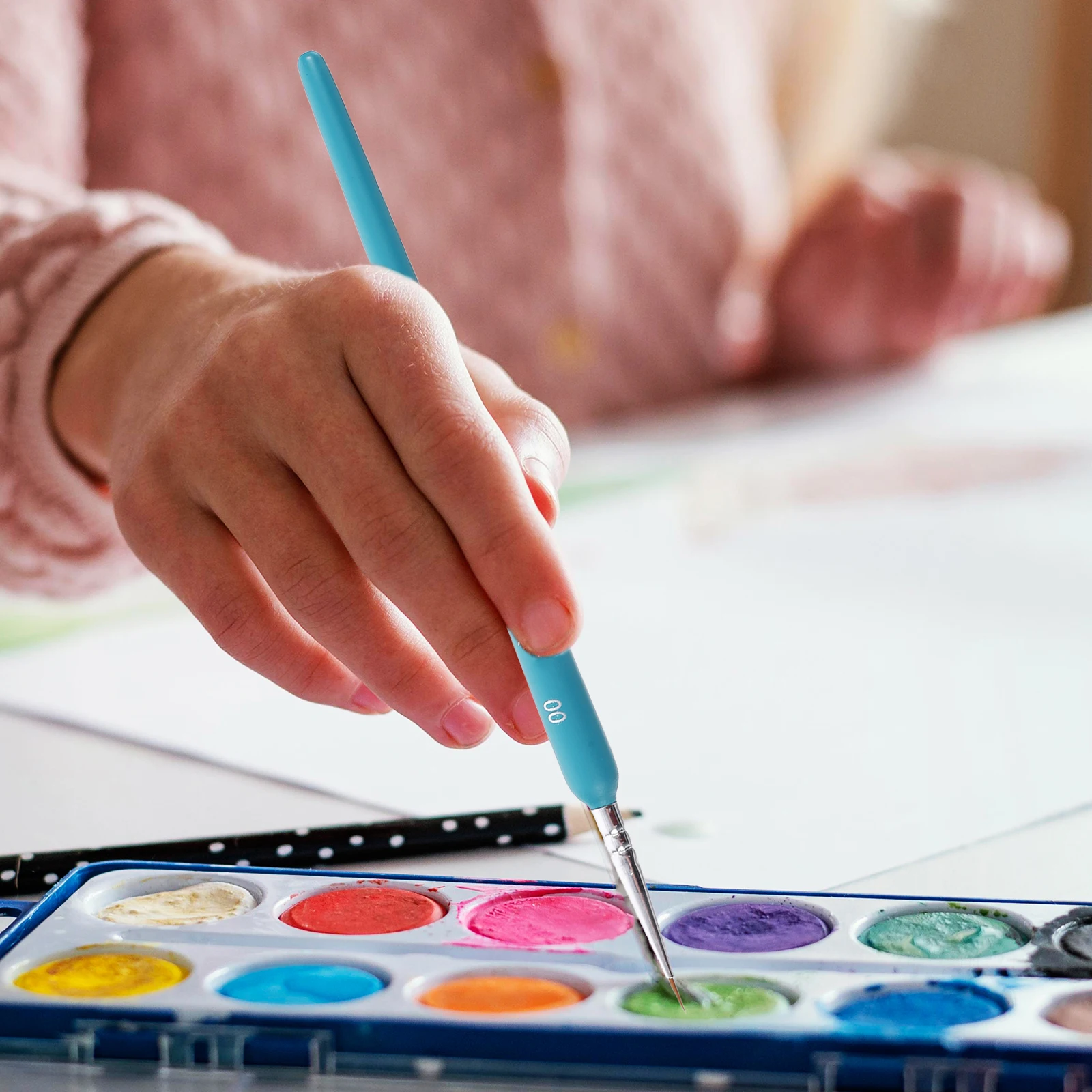 

6pcs Wolf Hair Tip Detail Paint Brush Set For Acrylic Watercolor Gouache Oil Painting Fine Detailing Miniature Art Light