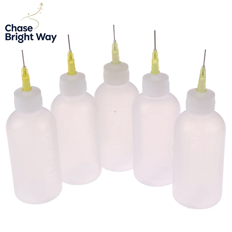 50ml Liquid Glue Needle Dispenser Bottle Refillable Fine Tip Soldering Rosin Applicator for Electronics PCB Work