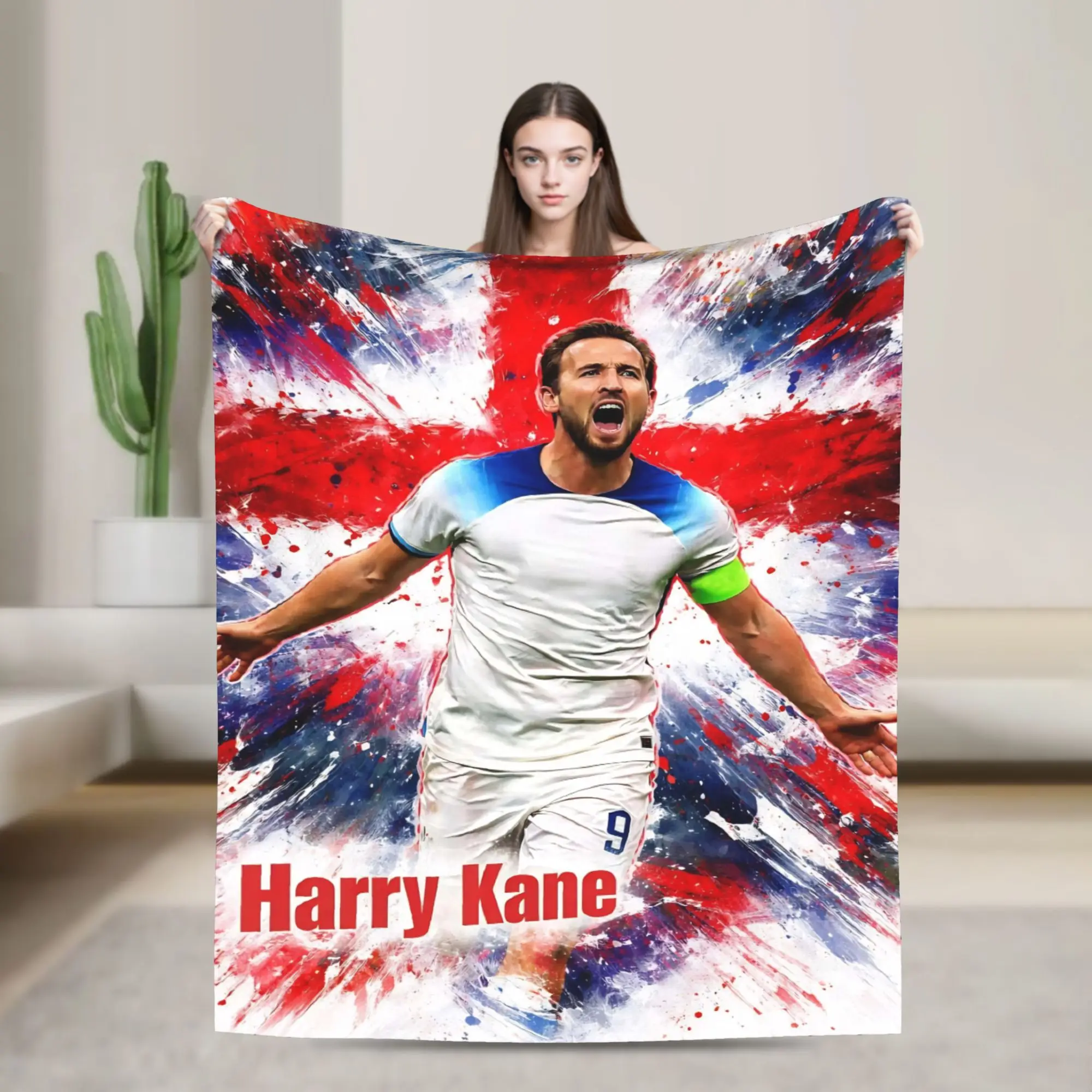 Kanes Football Knitted Blanket Flannel Number 9 Lightweight Thin Throw Blanket for Bedroom Sofa Bedroom Quilt