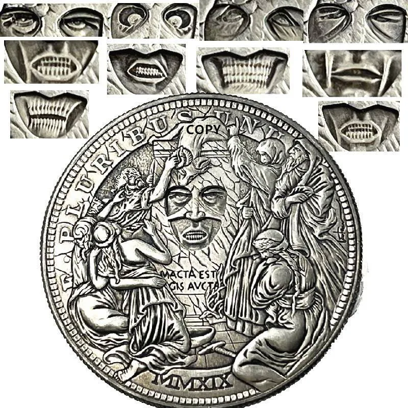 Imagem -02 - Moeda do Desafio do Mecanismo Móvel Arte Surpreendente Mudando a Cara Hobo Nickel Morgan Dollar Presente Criativo