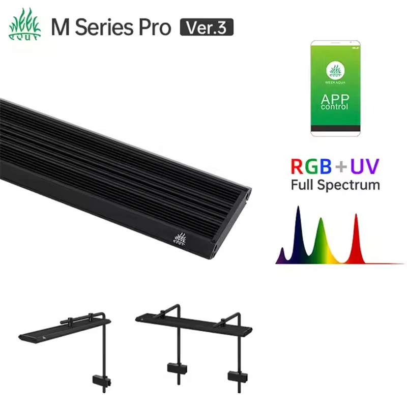 Week Aqua M Pro Series Aquarium LED Light for Nano fish tank with Cycle Timer Nano Tank with Bracket for Aquatics Plants lamp