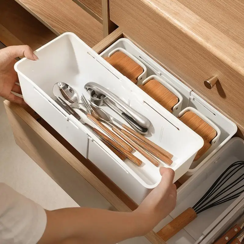 

Telescopic Storage Box Stationery Cosmetic Container with Adjustable Compartment