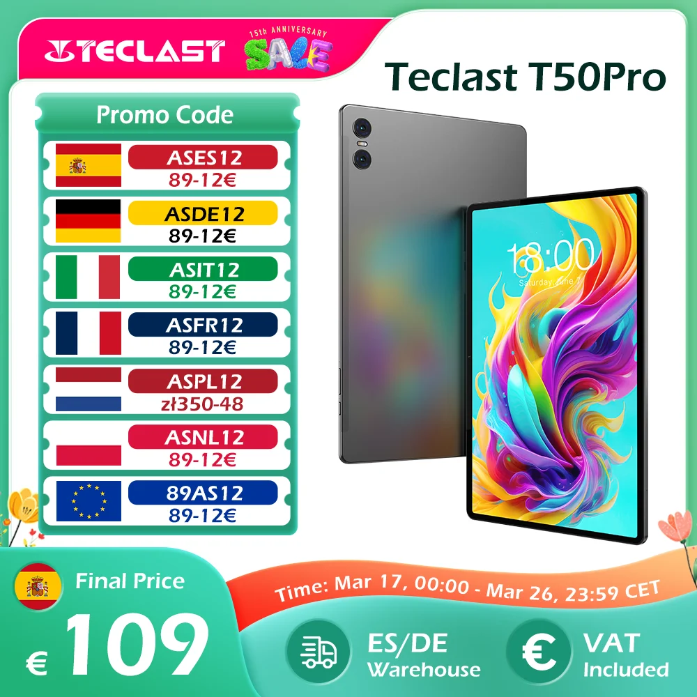 Teclast T50Pro MTK G99 Tablet 11 Inch 2K Display Max 16GB RAM 256GB ROM Android 13 8000mAh Fast Charging 4G LTE Face Unlock