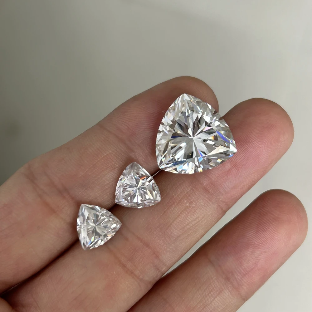 Moissanite pedra solta triângulo gordo cor branca pedra preciosa laboratório criado diamante jóias fazendo materiais com certificado gra