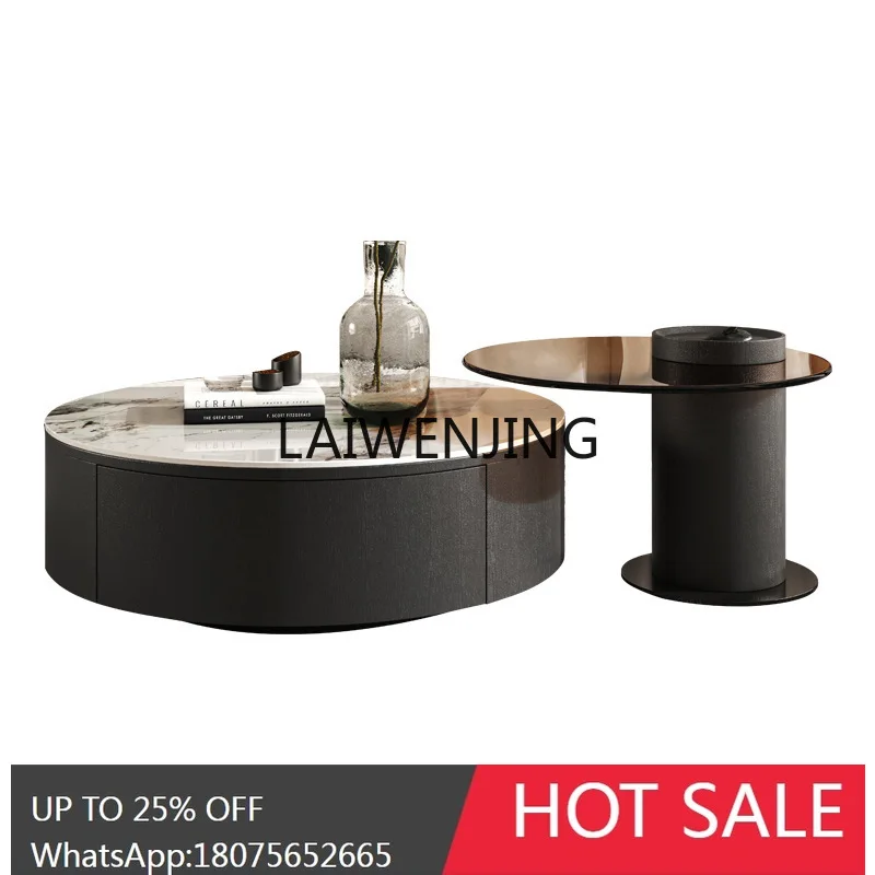 small apartment rock slab round coffee table side table combination modern simple living room home