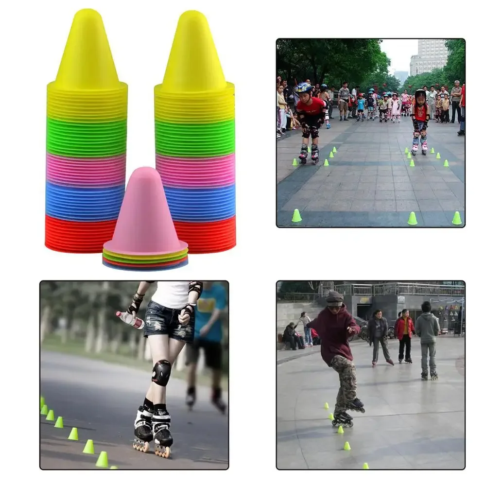 10Pcs/Set Skate Marker Training Road Cones Roller Football Soccer Rugby Soft Tower Skating Obstacle Roller Skate Pile Suppplies