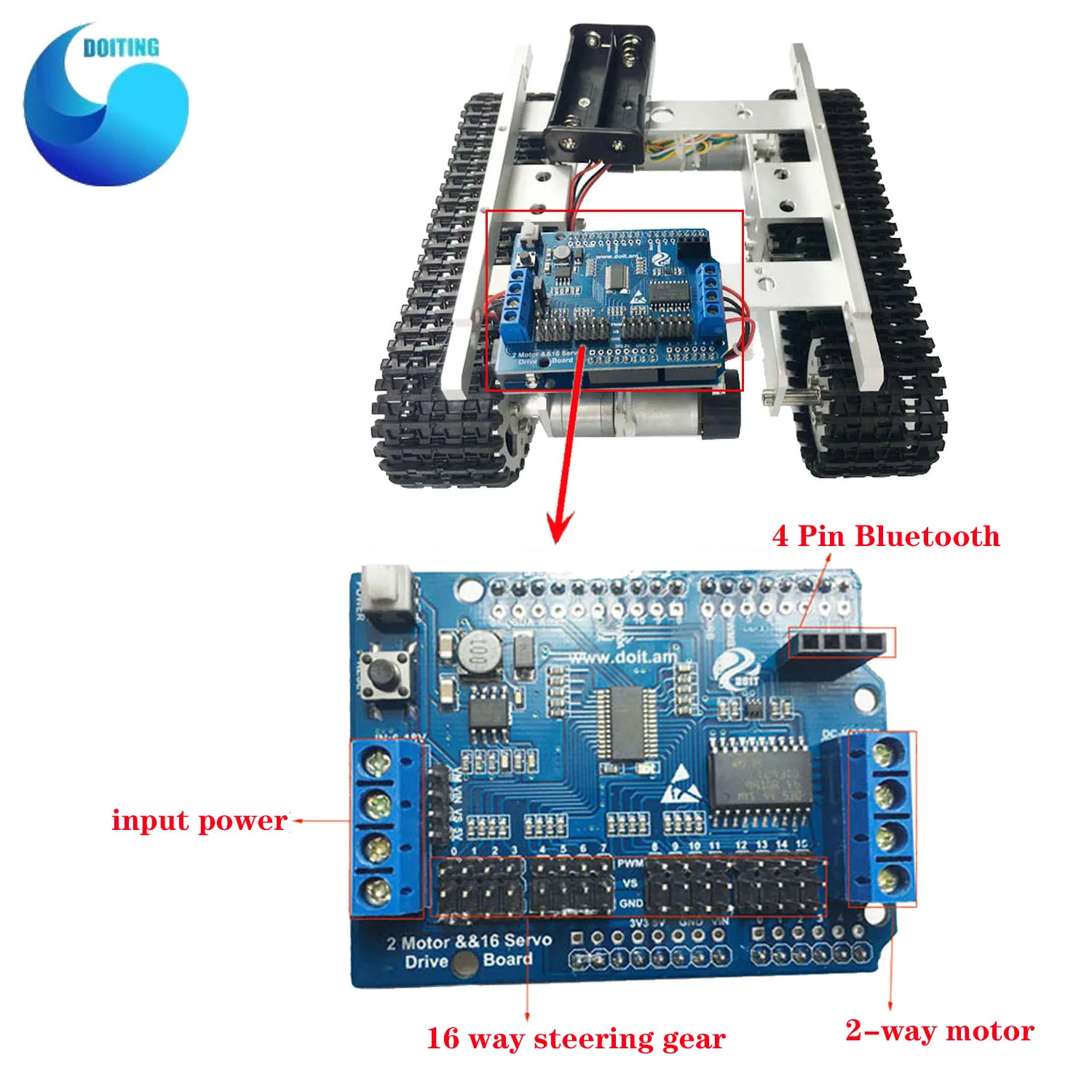 T100 RC Metal WiFi Robot Tank Car Chassis controllato da Android iOS Phone withNodemcu ESP8266 + Kit scheda motorizzata