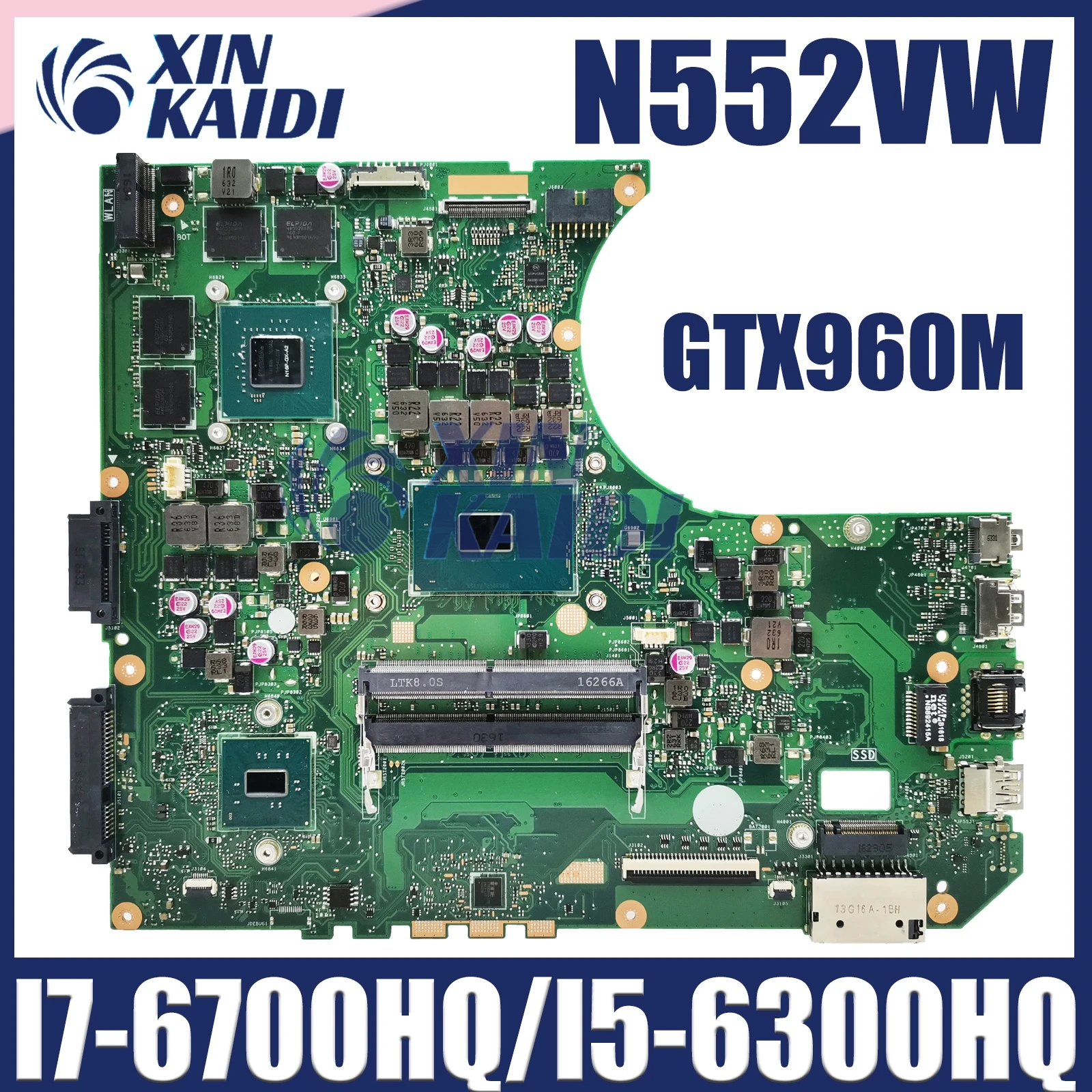 Imagem -02 - Placa-mãe do Portátil para Asus N552vx N552v N552vw Mainboard I76700hq I5-6300hq Cpu Gtx950m Gtx960m 4g Teste de 100