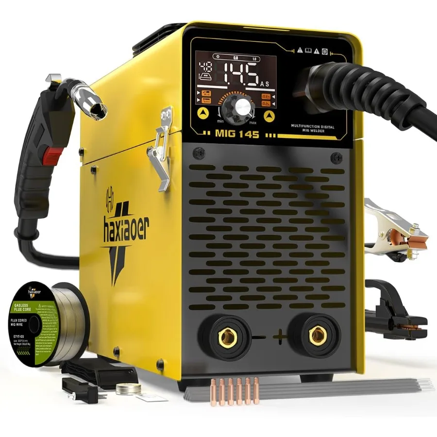 145A MIG Welder 110V Flux Core MIG Welder Machine with 3in1 Functionality for MIG Lift TIG Stick Welding Advanced IGBT Inverter
