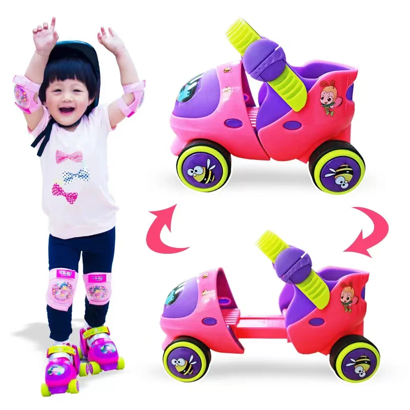 

Double Line Roller Skates For 2-6 Years Kids Adjustable 4 Wheels Skating Shoes Full Set of Harnesses Beginner Children Sneakers