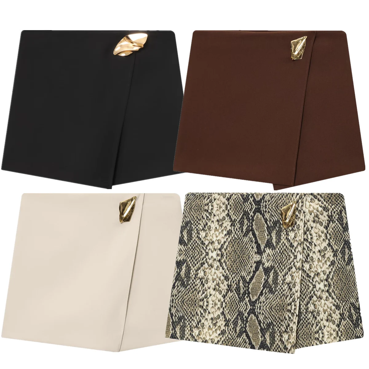 Maxdutti Minimalist Fashion Ladies Women's Vintage Leopard Print Asymmetric Skirt Shorts Woman Clothing Cuteore Faldas Skirts