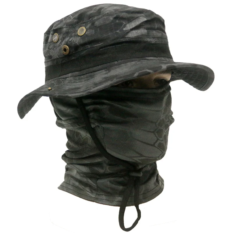 

Outdoor Hiking Sports Tactical Hat Summer Sun Protection Face Mask Camouflage Fisherman Cap Mountaineering Fishing Camping Hat