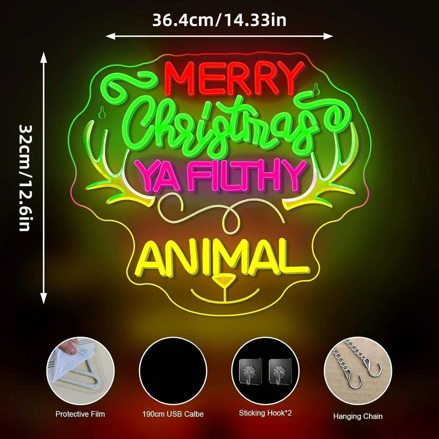Reindeer Christmas Neon Sign U - Outdoor Power For Xmas Lights review and price