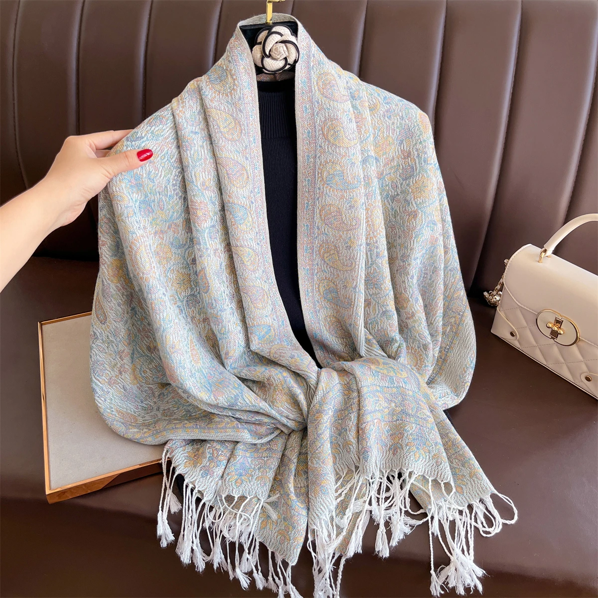 Luxus Winter Schal Frauen Kaschmir Warme Pashmina Marke Foulard Weibliche Schals Wraps Dicke Weiche Bufanda Poncho Schals Stola 2025 – Detail 26