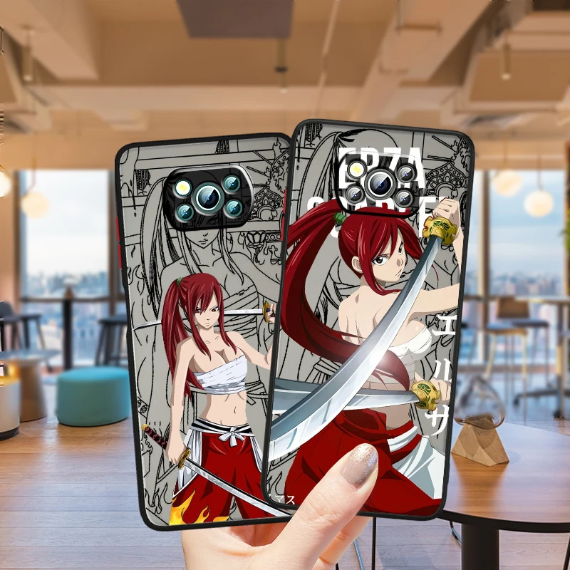 E-Elsa Scarlett Japanese Anime Frosted Translucent For Xiaomi Mi Poco X5 X4 X3 M6 M5S M5 M4 M3 F5 F4 F3 GT Pro 5G TPU