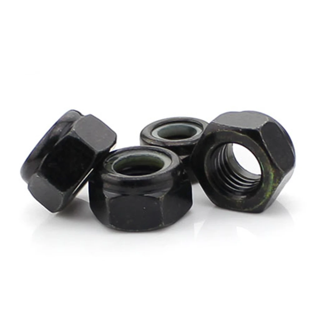 Lock Nut Black Self-locking Nut Nickel-plated Nylon Locking Anti-slip Screw Female M2 M2.5 M3 M4 M5