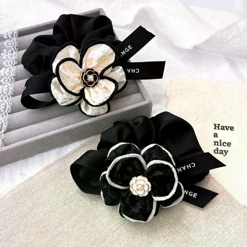 

Французские винтажные веревки для волос с камелией для девочек, эластичные резинки с милым цветком, высокий хвост, головные уборы, аксессуары для волос для девочек