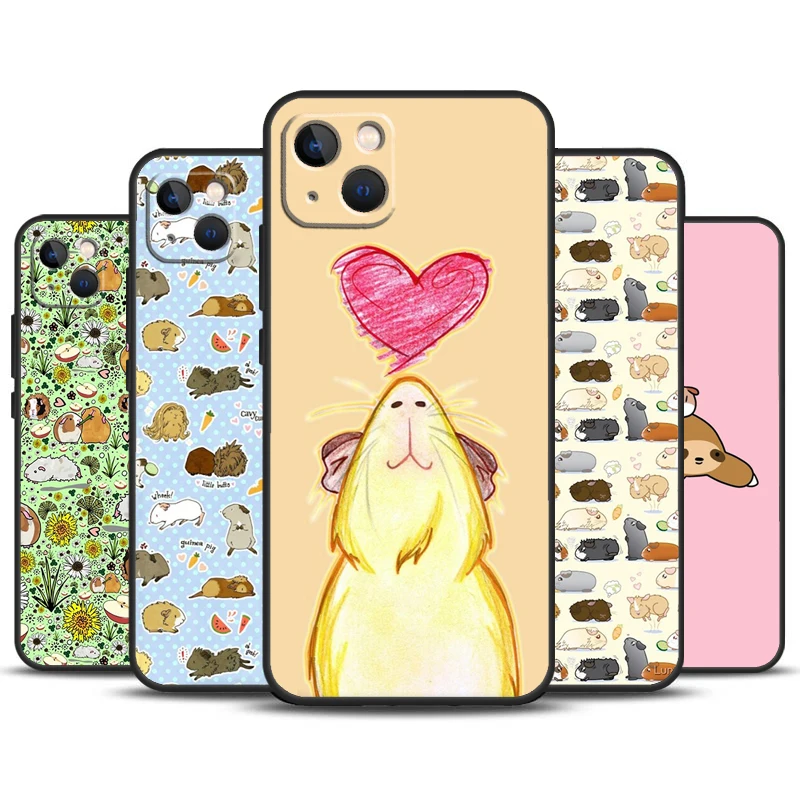 Cute Cartoon Guinea Pig Case For iPhone 14 13 11 12 16 15 Pro Max 12 13 Mini X XR XS MAX 7 8 14 16 15 Plus Back Cover