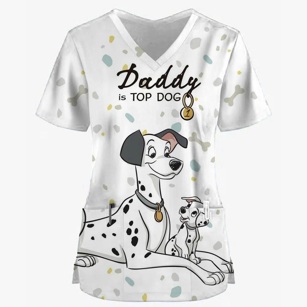 Nurse Uniforms Women Disney 101 Dalmatians Scrubs Working Medical Blouse Overalls Uniforms Medical Nursing Spa Pet Dentistry