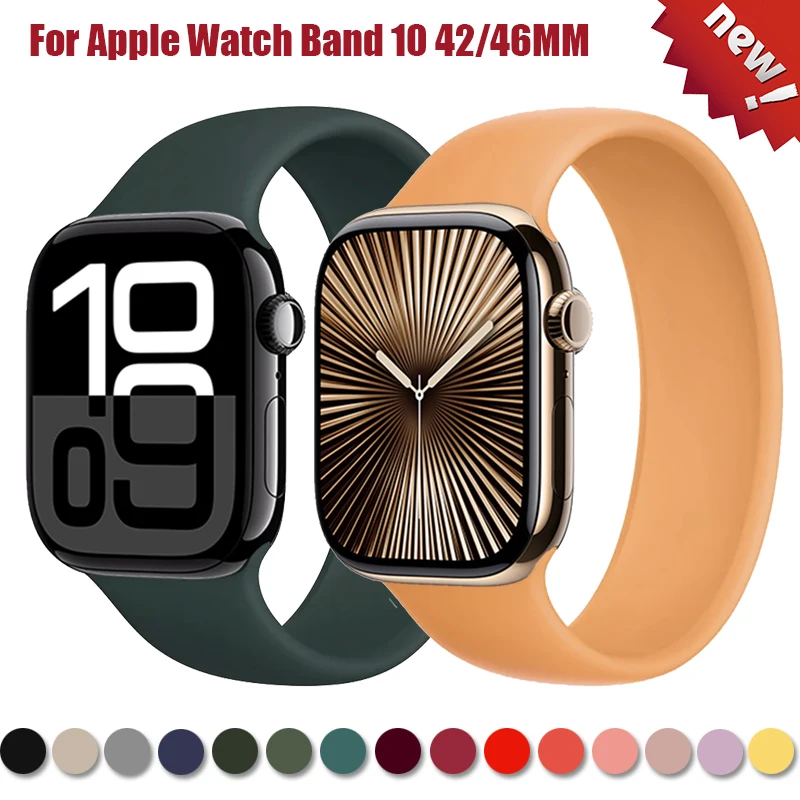 

Silicone Strap For Apple Watch band 46mm 42mm 49mm 44mm 45mm 40mm Sport Bracelet official-website iWatch Series 10 9 Ultra 2 8 7