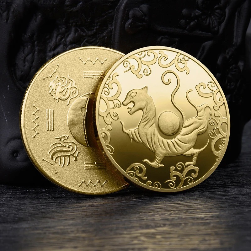 Commemorative Gold Coins of The Four Great Beasts White Tiger Xuanwu Lucky Souvenir