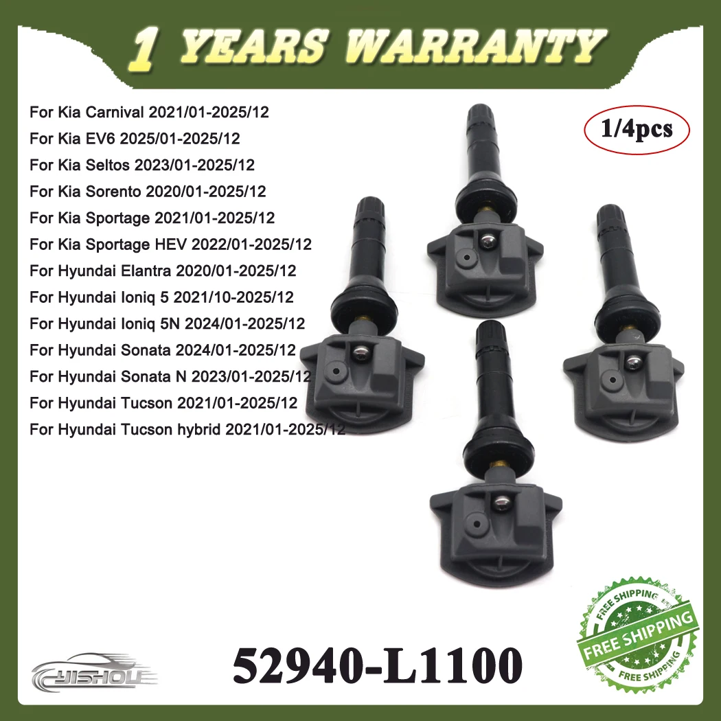 Nuevo Sensor de monitoreo de presión de neumáticos TPMS 52940-L1100 433Mhz para Kia Carnival, EV6 Seltos Sorento Sportage Sportage HEV Hyundai