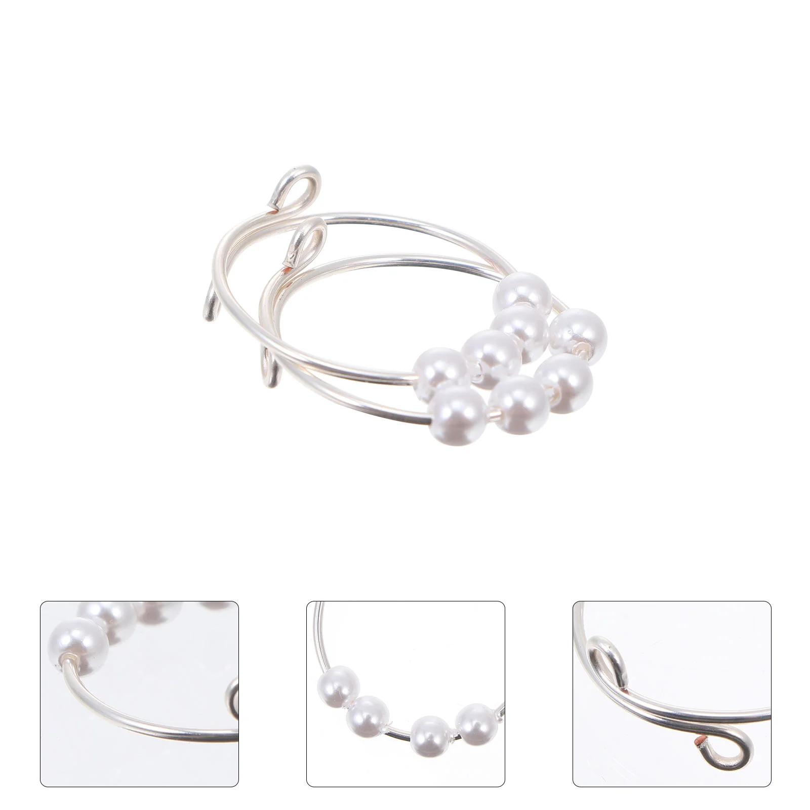 2 Pcs Pearl Anxiety Ring Decors Stress Reliever Fashion Finger Rings Depression Reduce