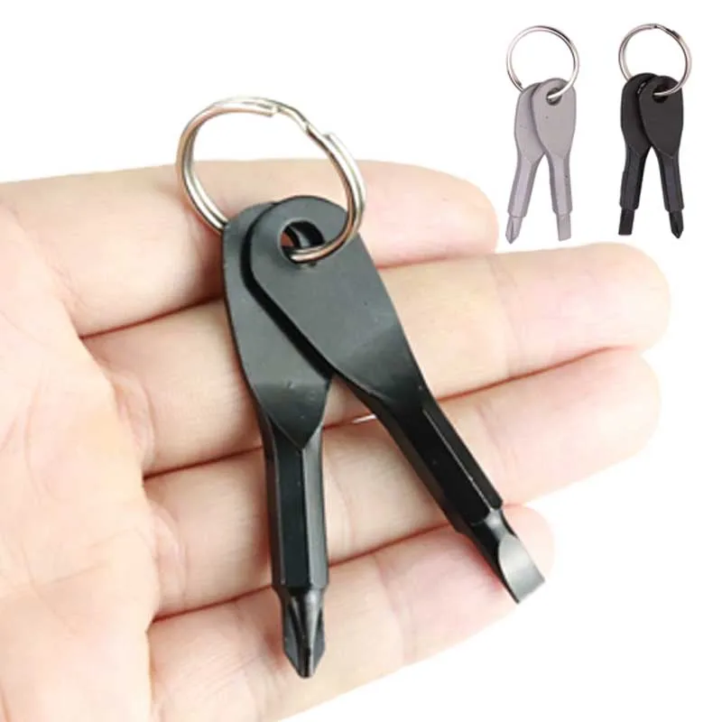 المحمولة فيليبس مشقوق مفك مجموعة حلقة رئيسية المفاتيح جيب صغير كيرينغ الصليب مفك مسامير أداة إصلاح أداة EDC صغيرة #1