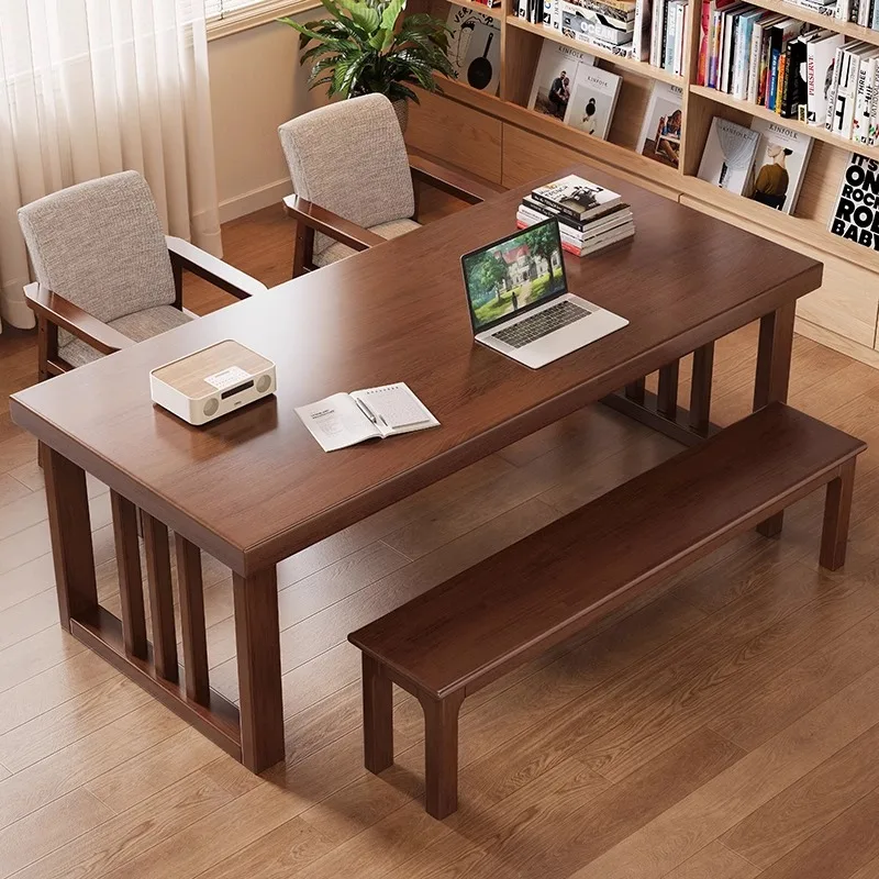 Solid wood large desk to the living room long table leisure area double reading study table Nordic simple workbench
