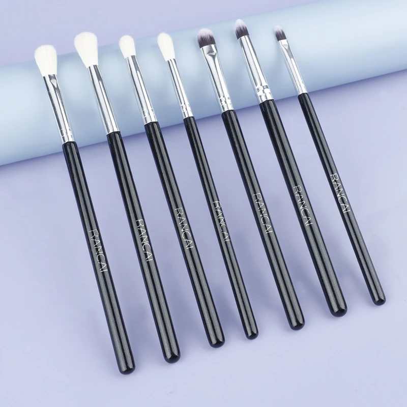 木製ハンドル付きアイシャドウブラシキット、アイブレンダー、ビーガンメイクアップツール、完璧なセット、コンシーラー、7個