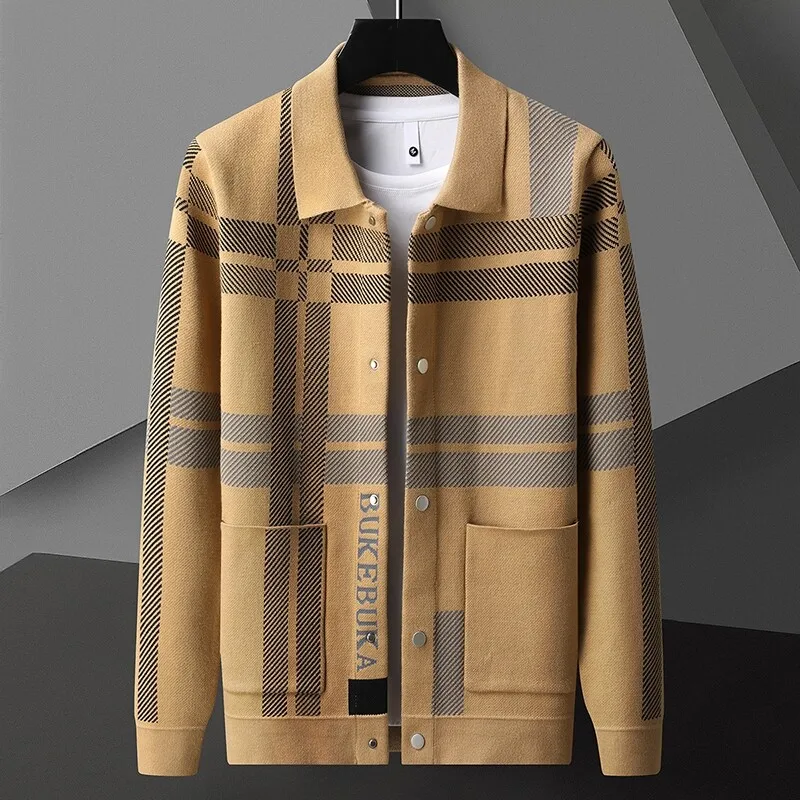 

High-end Lapel Knitted Cardigan Sweater New Autumn Casual Korean Style Trendy Men's Knitted Top