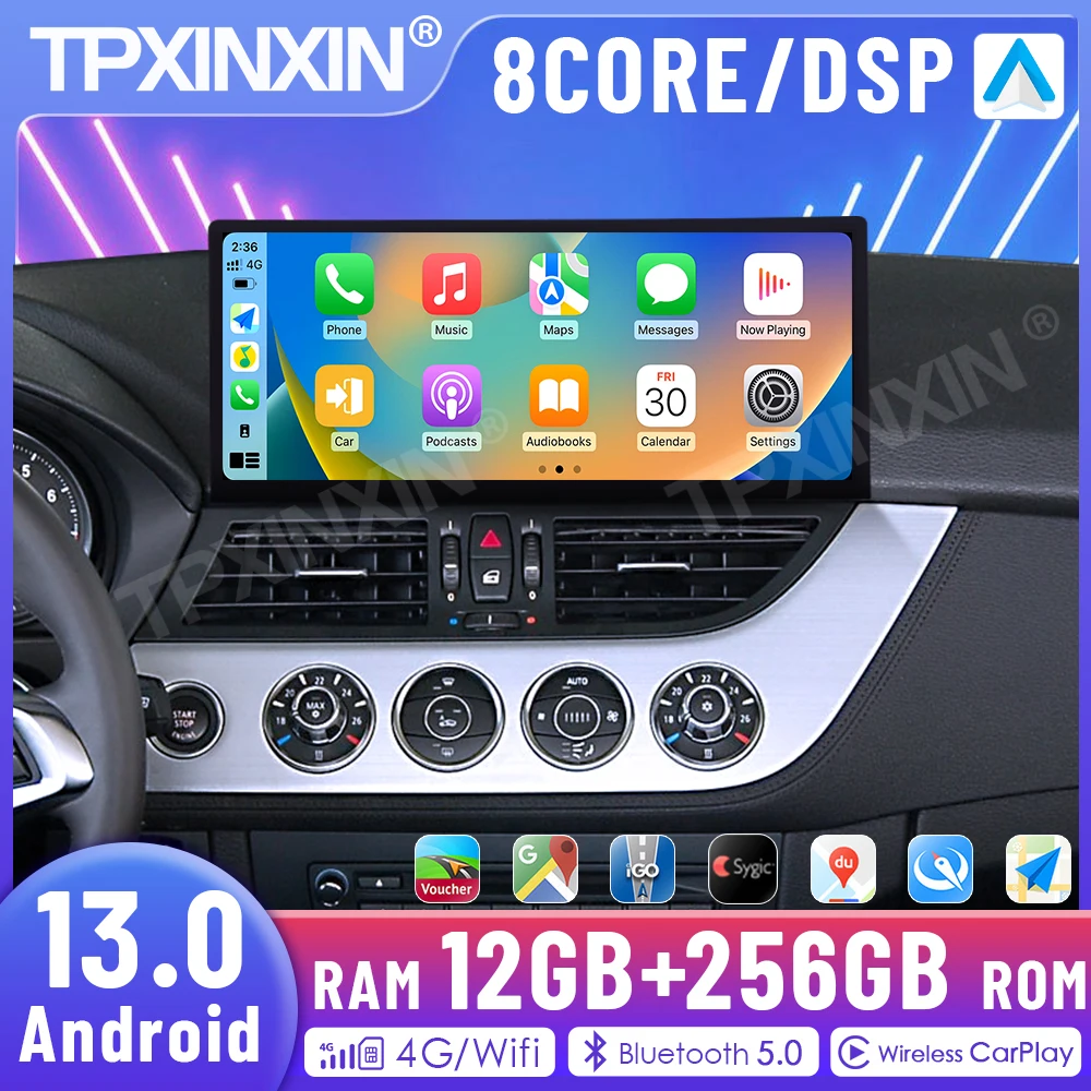 12.3 Inch Qualcomm Car Radio Android 13 For BMW Z4 E89 2009-2018 CIC Multimedia Player GPS Navigation CarPlay 8G 256G Head Unit