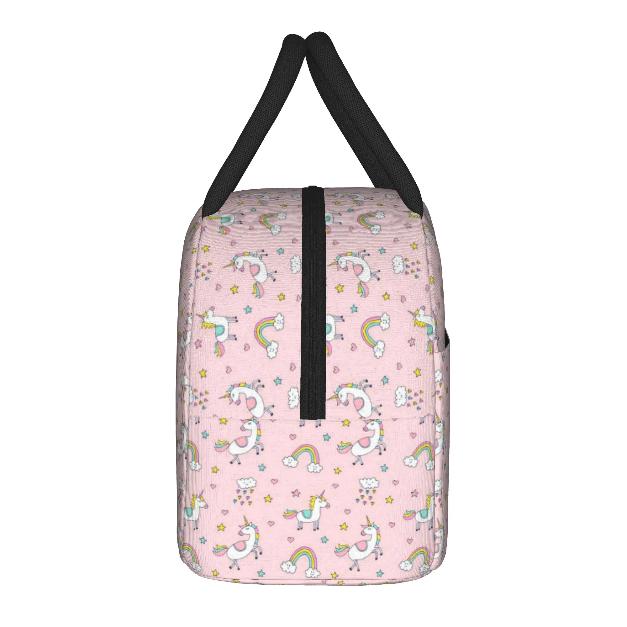 Simple Rainbow Unicorn Lunch Bag  Picnic Lunch Box For Child Funny Graphic Tote Food Bags Oxford Convenient Cooler Bag