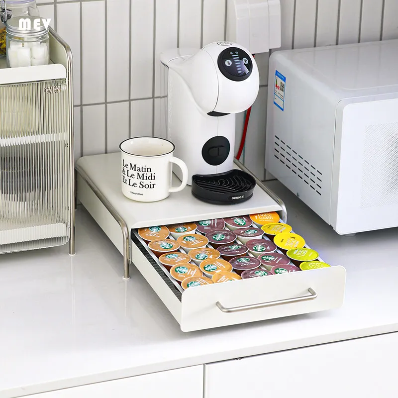 Coffee Capsule Holder, INS Style Drawer Organizer for Kitchen Counter, Tea Bag Storage Box, High-End Home Bar Decor