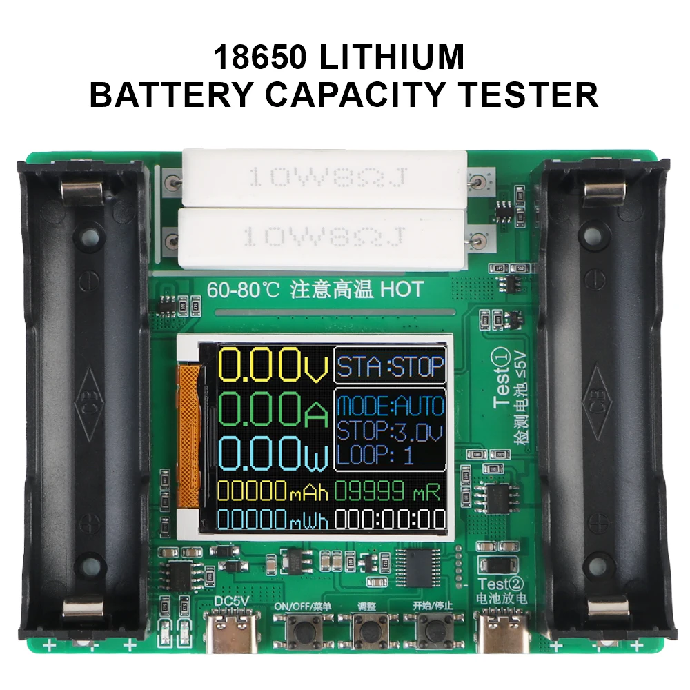 

Электронный тестер нагрузки, адаптер Type-C, устройство для зарядки и разрядки, анализатор сопротивления, тестер емкости литиевых батарей 18650, 5 В