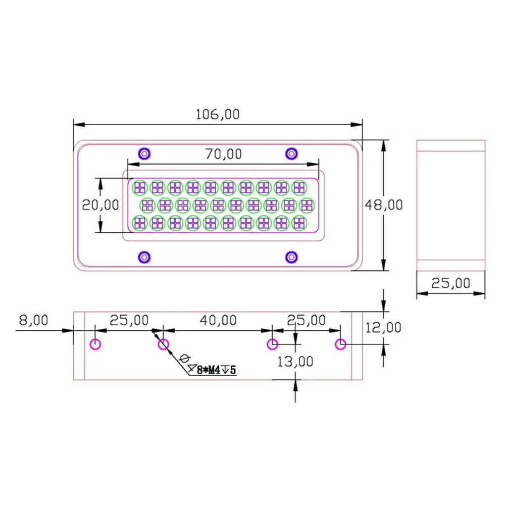 Machine UV à buse femelle, lampe de séchage LED, haute puissance, refroidie à l'eau, lumière de séchage, creus800