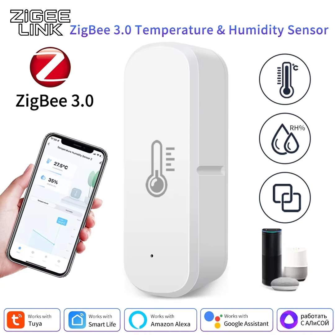 Tuya Zigbee Temperature Humidity Sensor Mini Compatible with Bluetooth APP Remote Control Thermometer Hygrometer Sensor Home