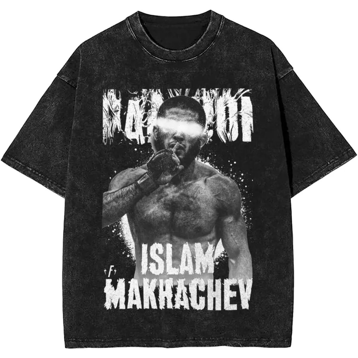 

Retro Islam Makhachev Russian Fighter Boxer Washed Shirt Outfit Winner Tees Tops for Men Women Oversize T-shirts