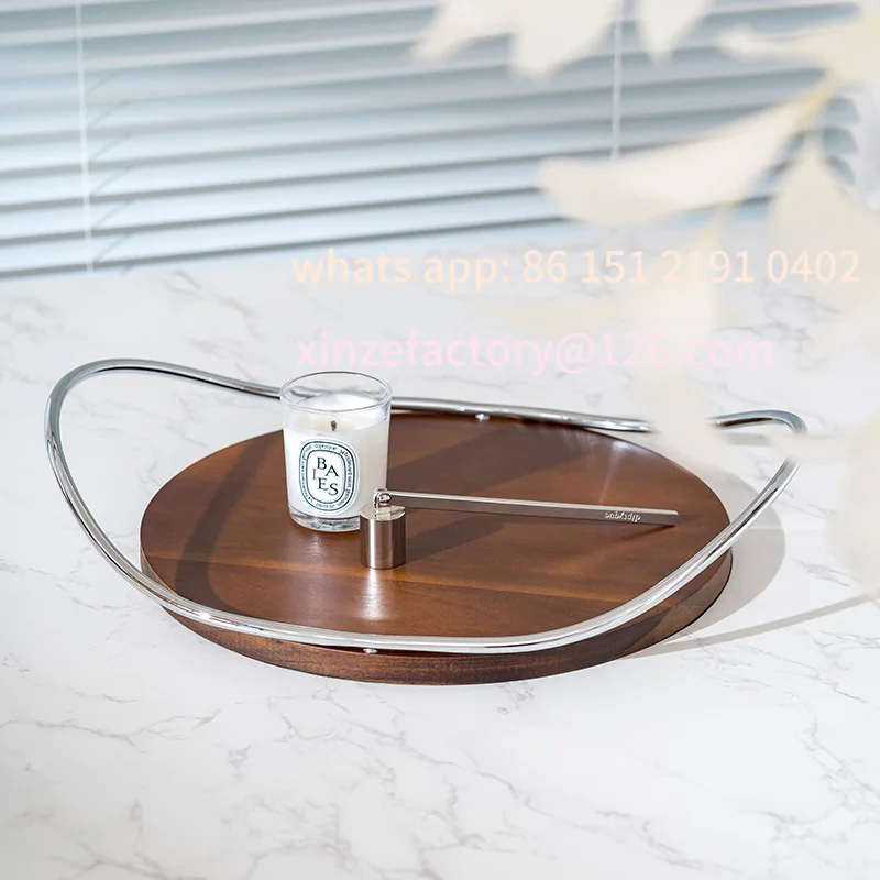 

Customizable Stainless Steel Tray Handle Storage Trays Metal Aromatherapy Mirror Cosmetic Storage Luxurious Home Dec