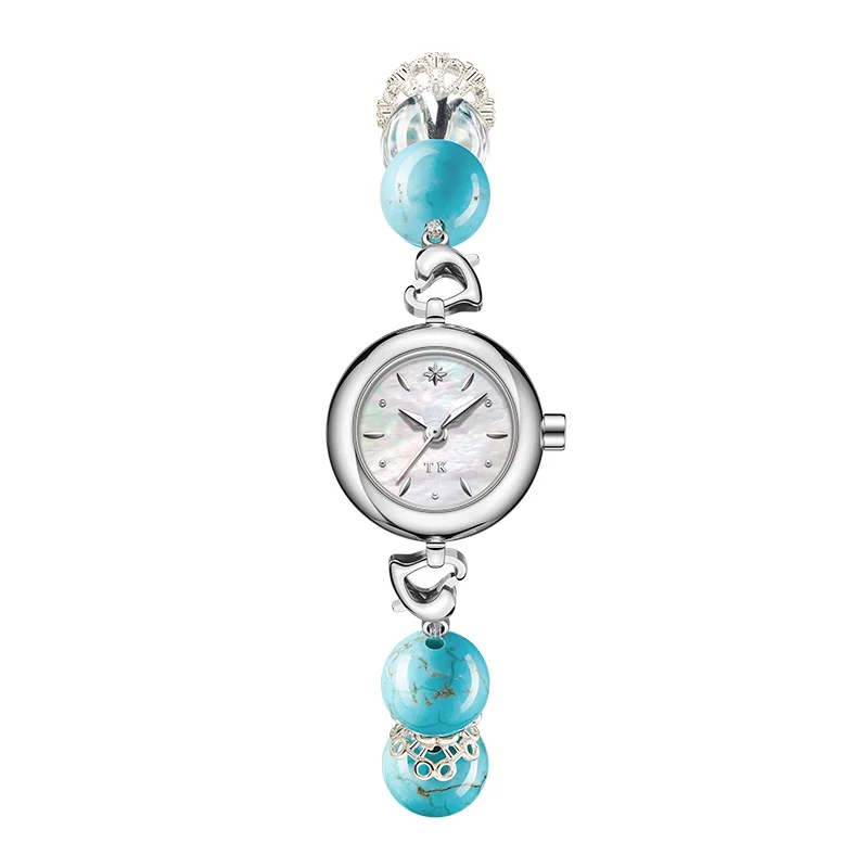 

TIMETOKEN Женские часы-браслет из натуральной бирюзы — легкий роскошный модный аксессуар высокого класса