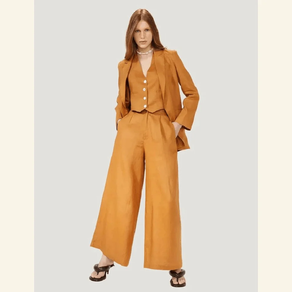 Fashion Women Pants Set High-end Single Breasted Female Three Pieces(Blazer+Trousers+Vest)أطقم بناطيل