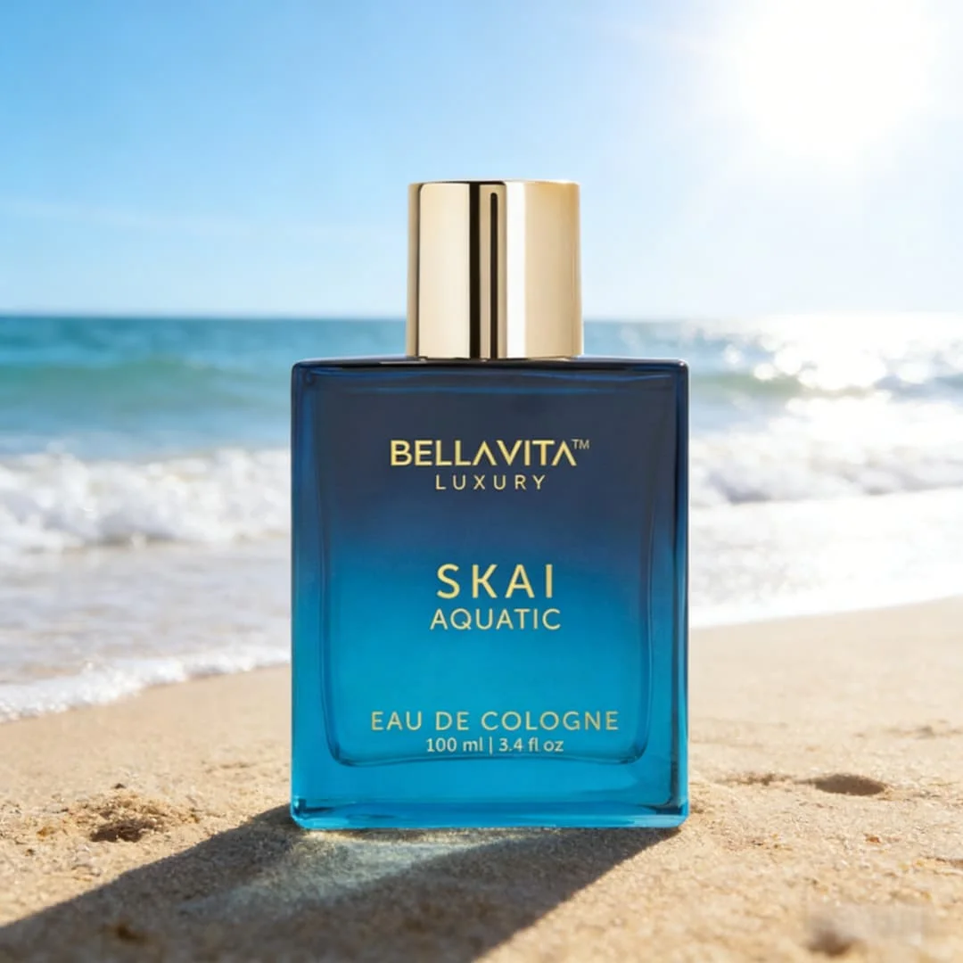 

BellaVita SKAI Aquatic Men's eau de toilette 3.4 oz. 100 ml, gradual blue bottle, fresh and marine, full of refreshing vitality