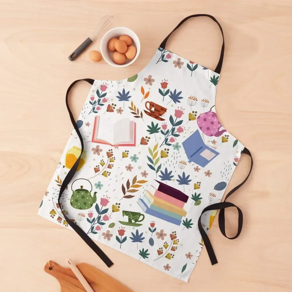 

flowery books and tea Apron Barista Womens Dresses Useful Things For Kitchen Dress Apron