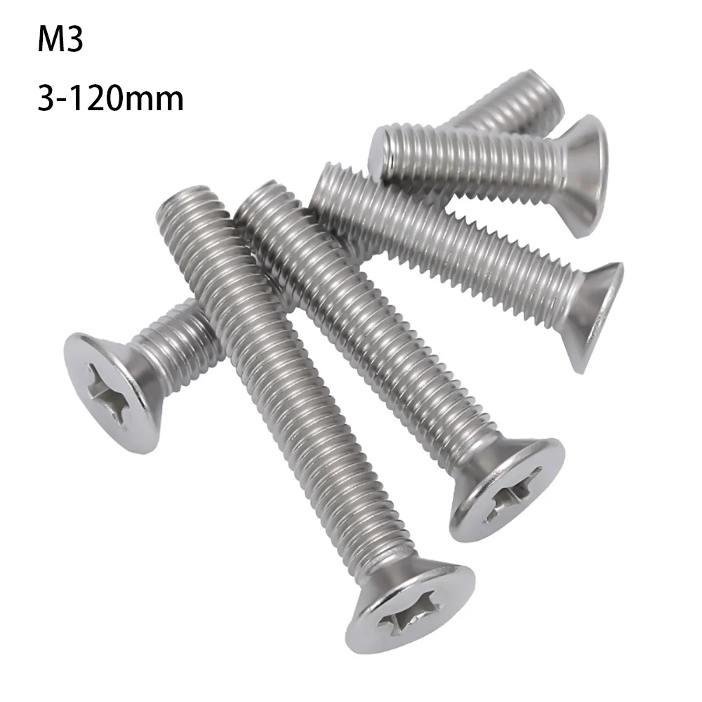 3-120mm M3 304 Stainless steel Phillips Flat Countersunk Head Screw Bolt 304 Stainless steel GB819 Countersunk Head Cross Screw