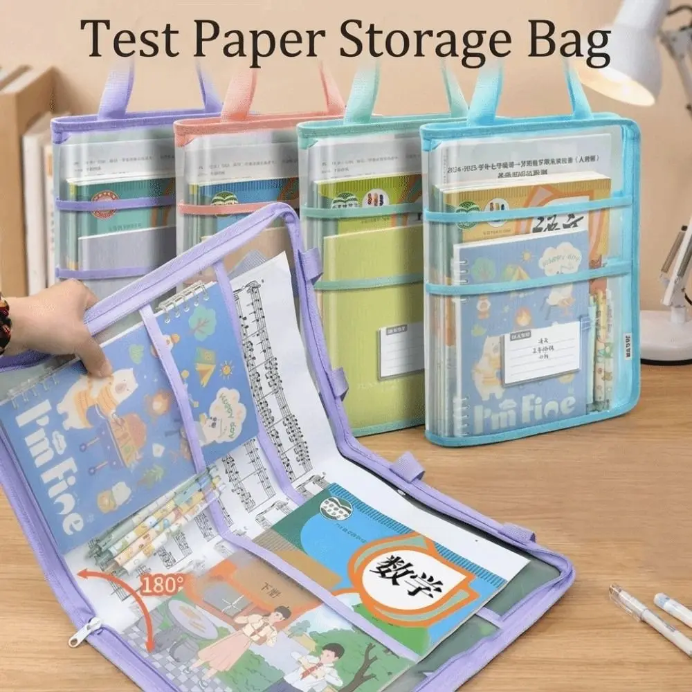 Visible Test Paper Storage Bag Large Capacity Portable Transparent A4 Handbag Waterproof Multifunctional Kids Document Bag
